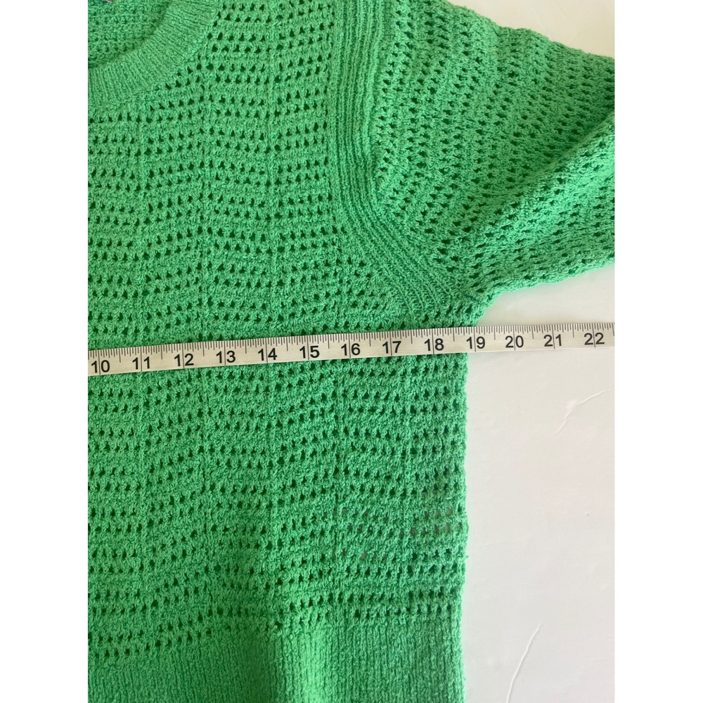 J.Crew Women Green Crochet Cotton Crewneck Sweater CB900 Size M NEW - Picture 9 of 10